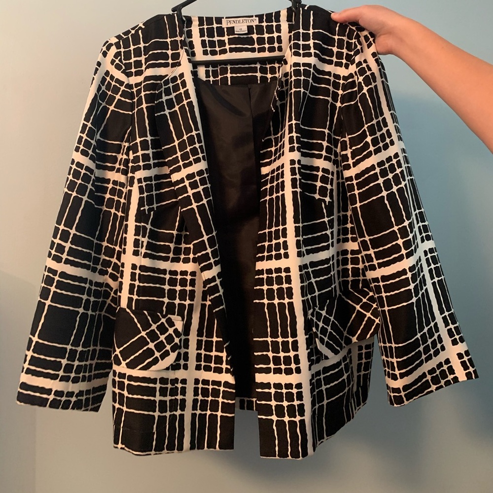 Women’s Black and White Pendleton Blazer